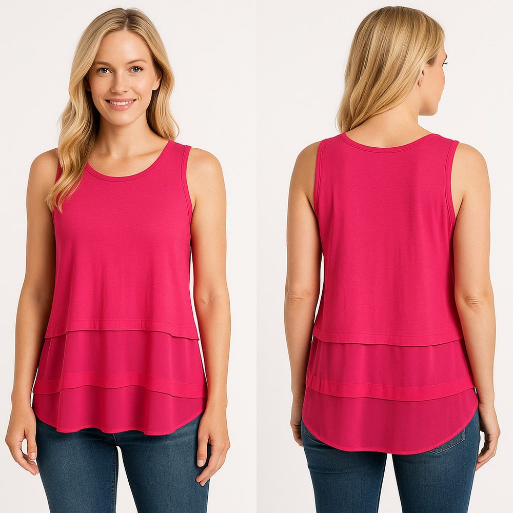 Women's Michael Kors Pink Layered Tank Top M - Picture 1 of 9